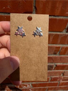 Silver Star Cluster Stud Earrings